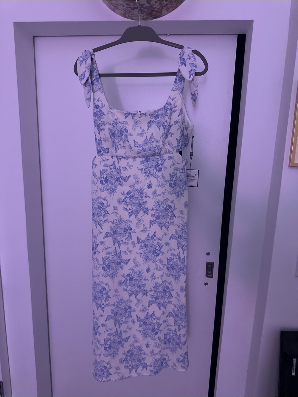 Laundry By Shelli Segal White and Blue Floral Maxi Dress
